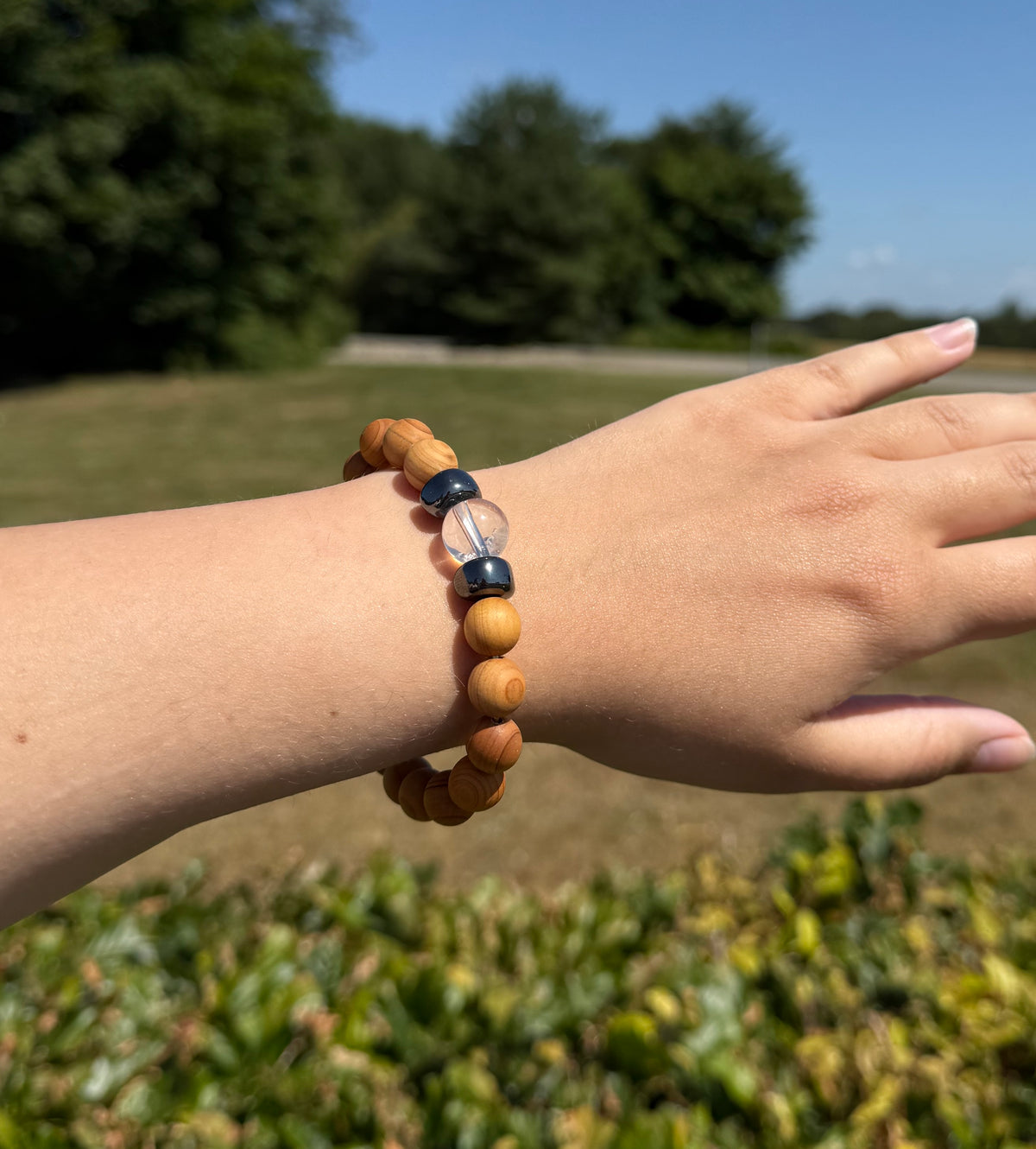 Krone chakraarmbånd m. bjergkrystal