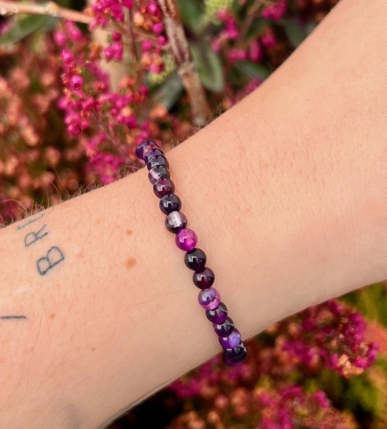 Lilla agat armbånd - 4mm 1