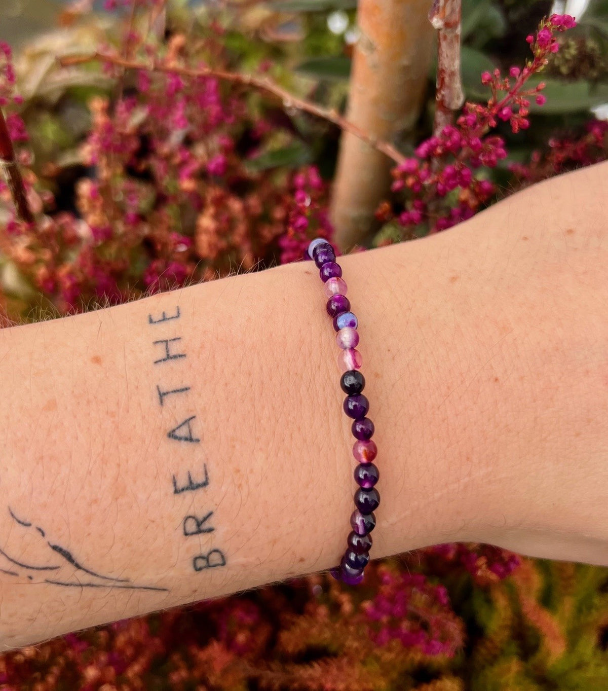 Lilla agat armbånd - 4mm 2