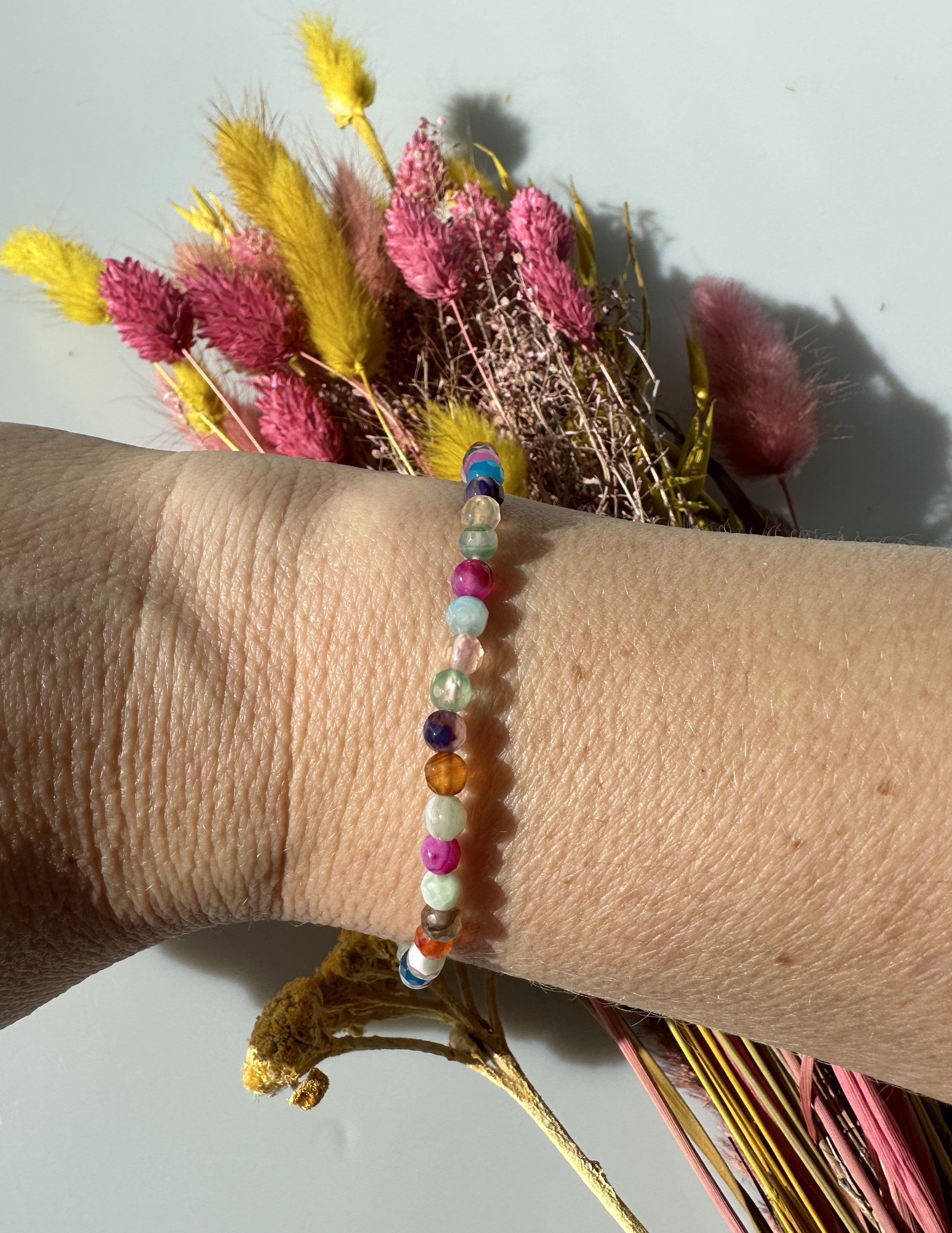 Agat mix facetslebet armbånd 1
