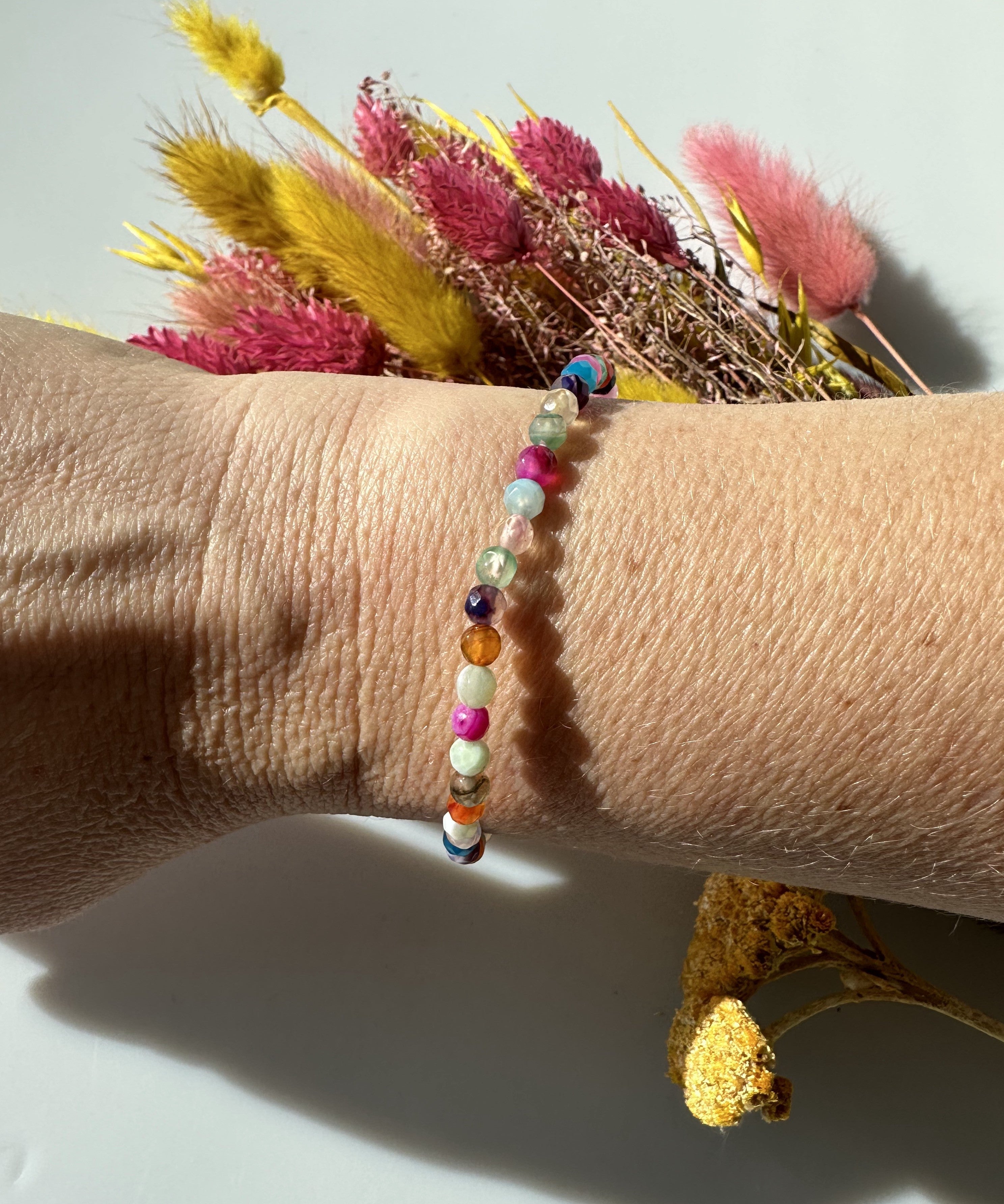 Agat mix facetslebet armbånd 2