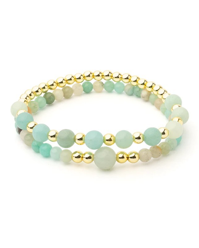 Amazonit - Hæmatit armbånd 6 mm 3