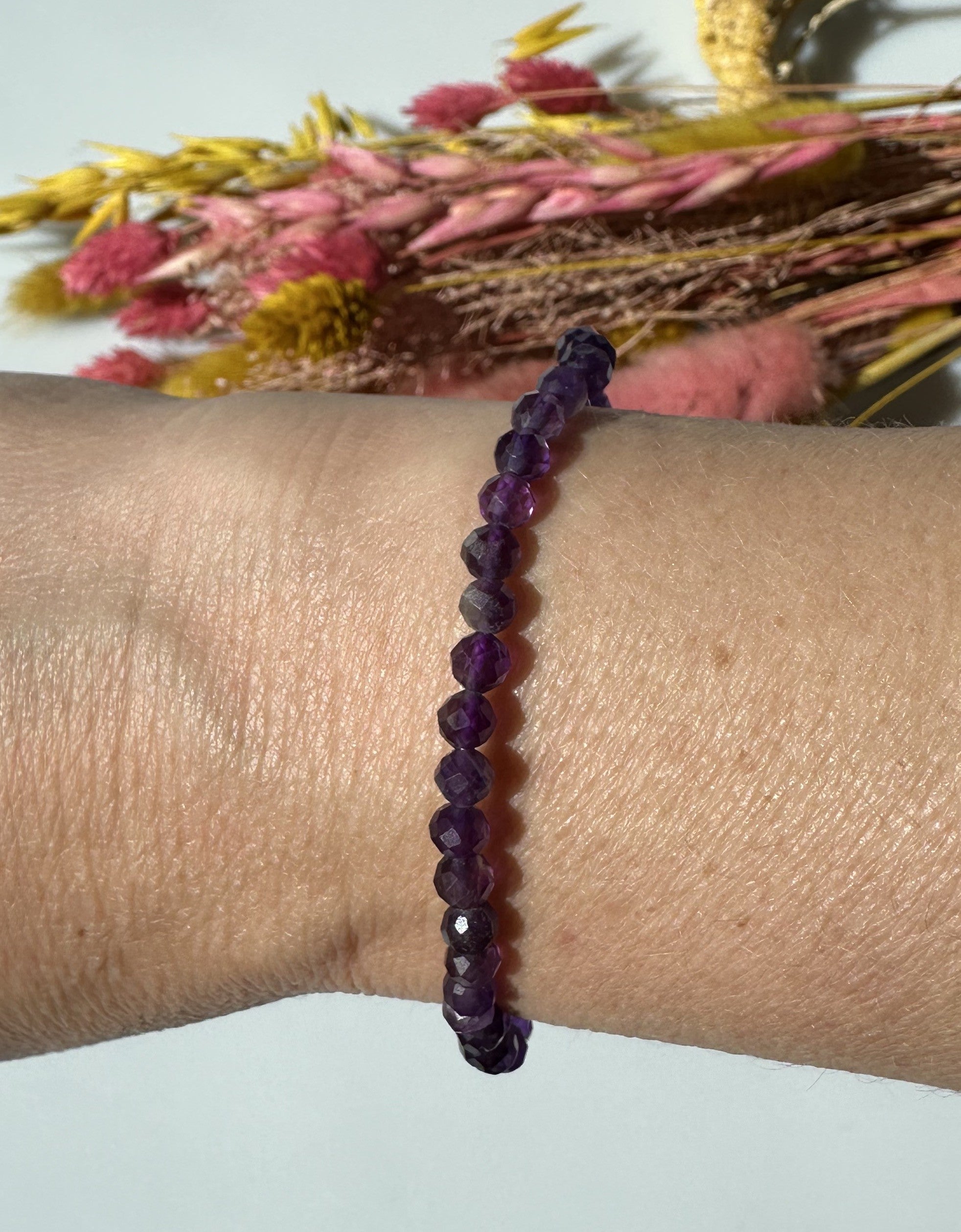 Ametyst facetslebet armbånd 4mm 2