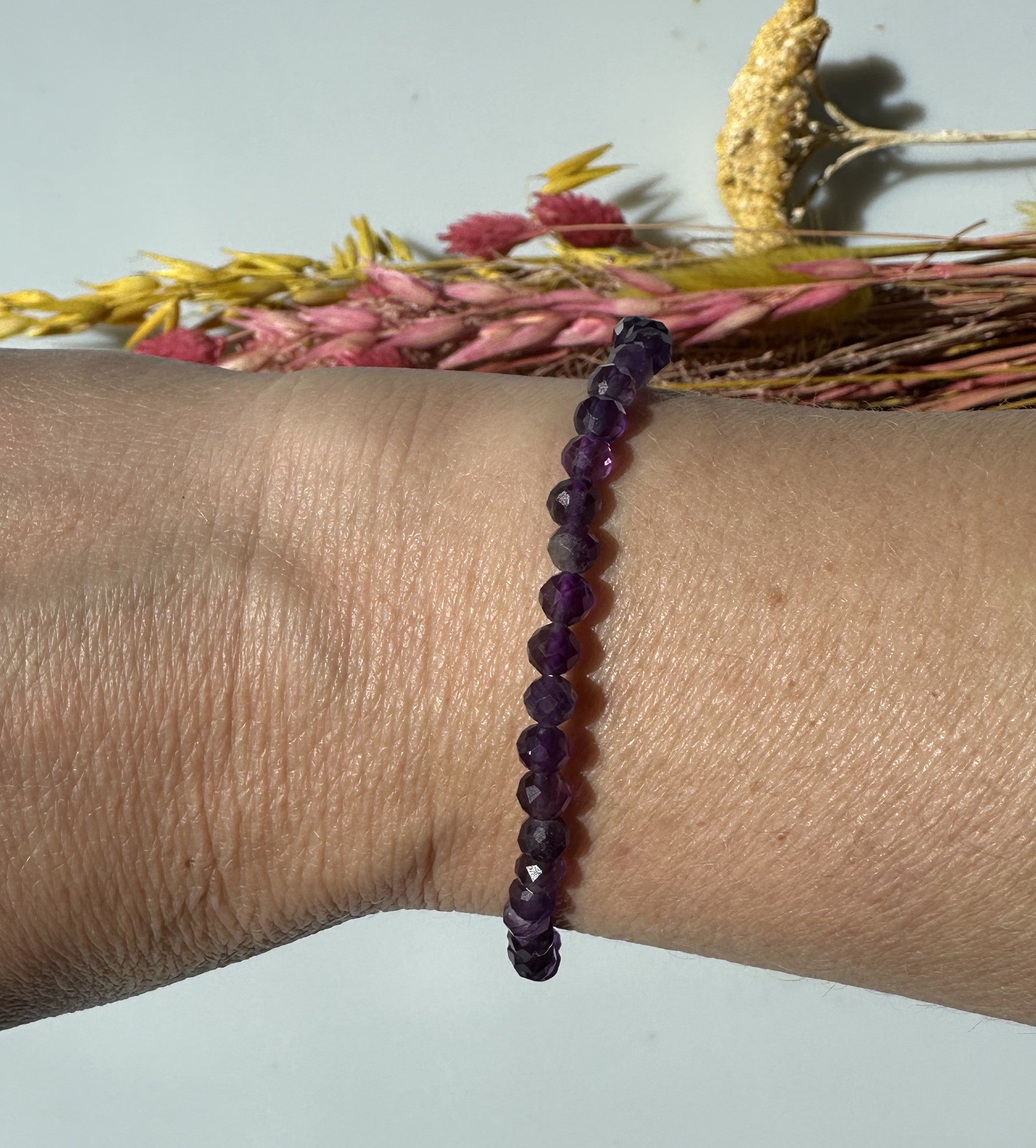 Ametyst facetslebet armbånd 4mm 3