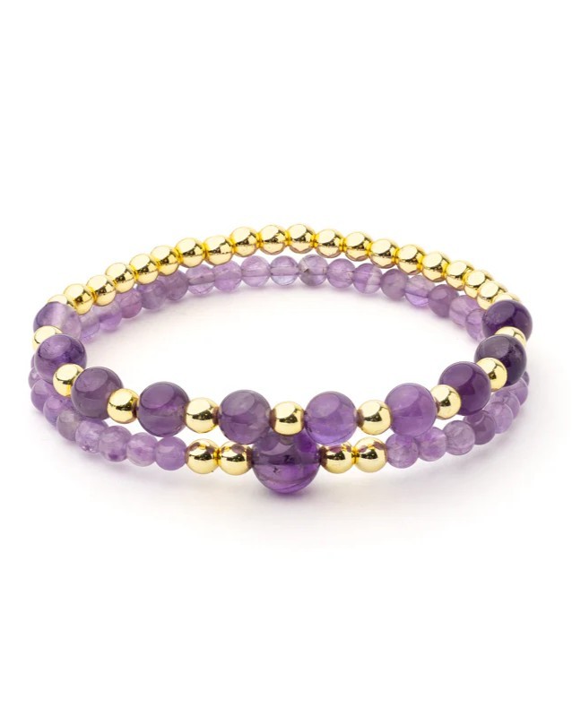 Ametyst - Hæmatit armbånd 6 mm 3