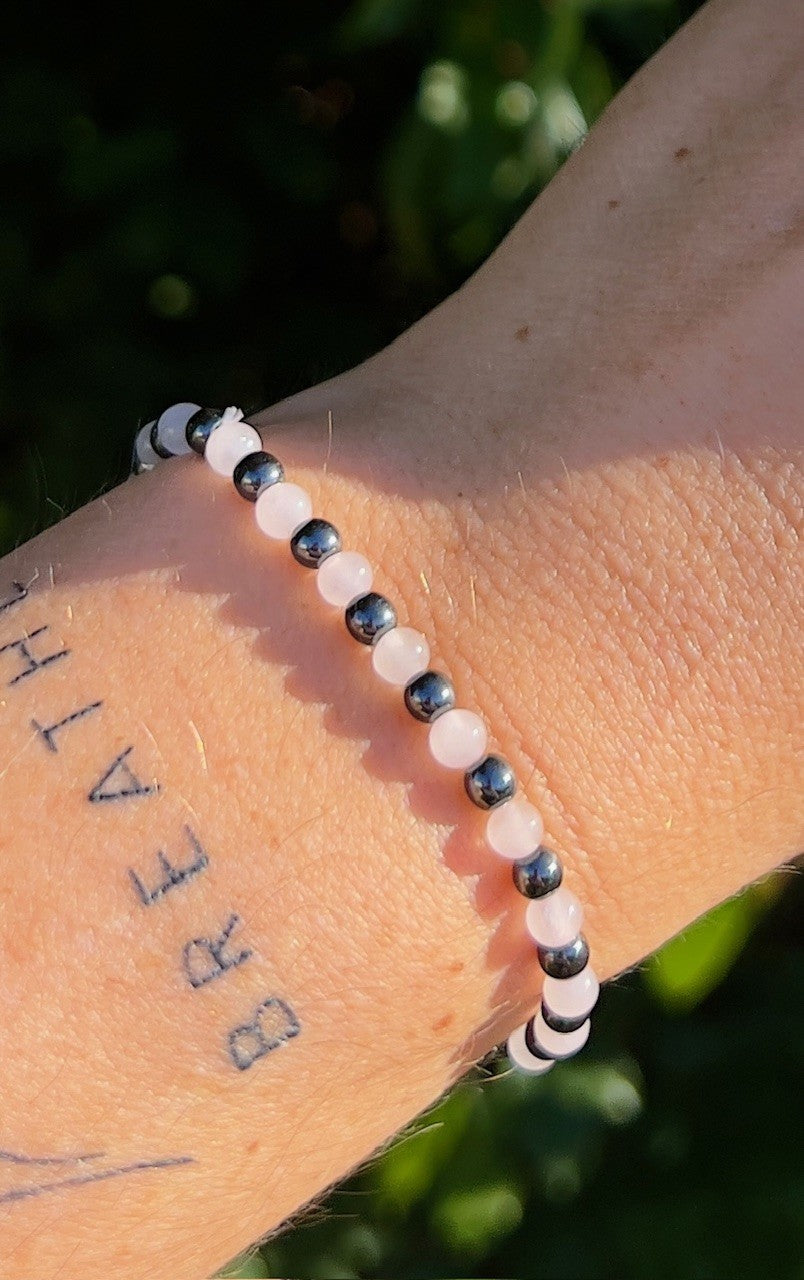 Armbånd hæmatit/rosakvarts 1