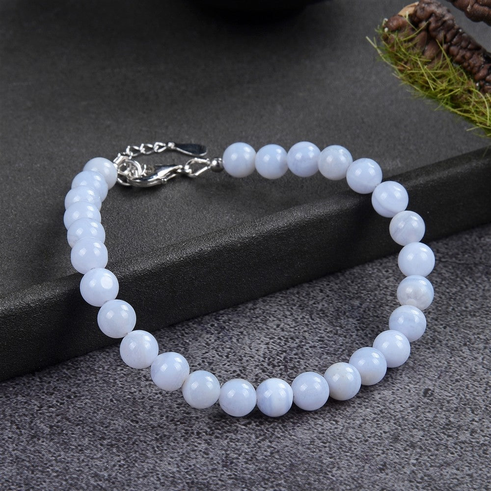 Armbånd med blå calcedon - 6 mm 1