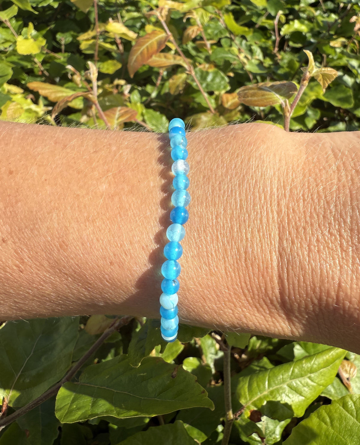 Blå agat armbånd 4 mm - Large 3