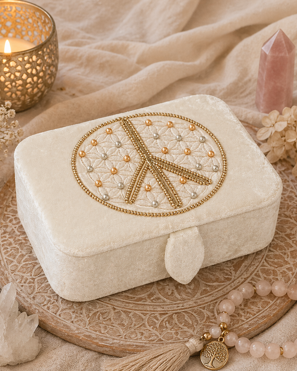 Box med livets blomst & peace 1