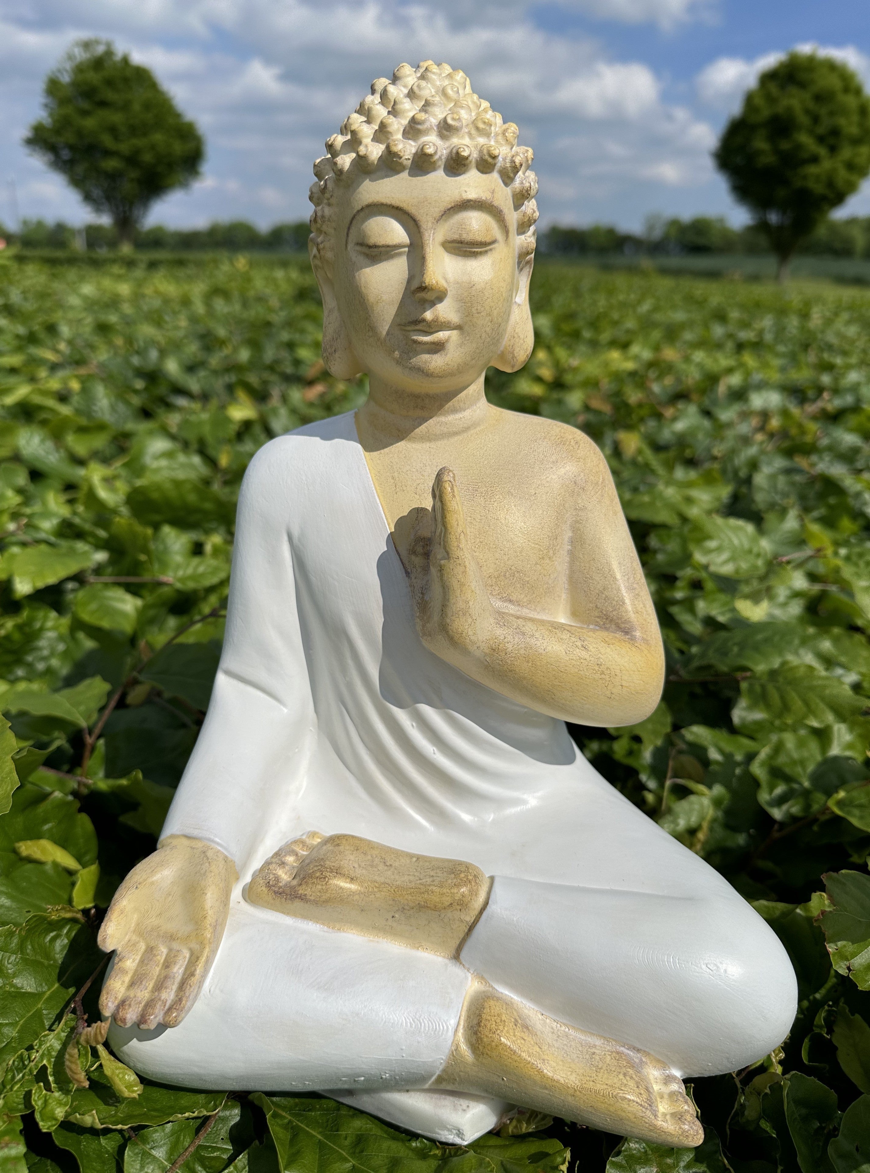 Buddha Abhaya Mudra hvid 1