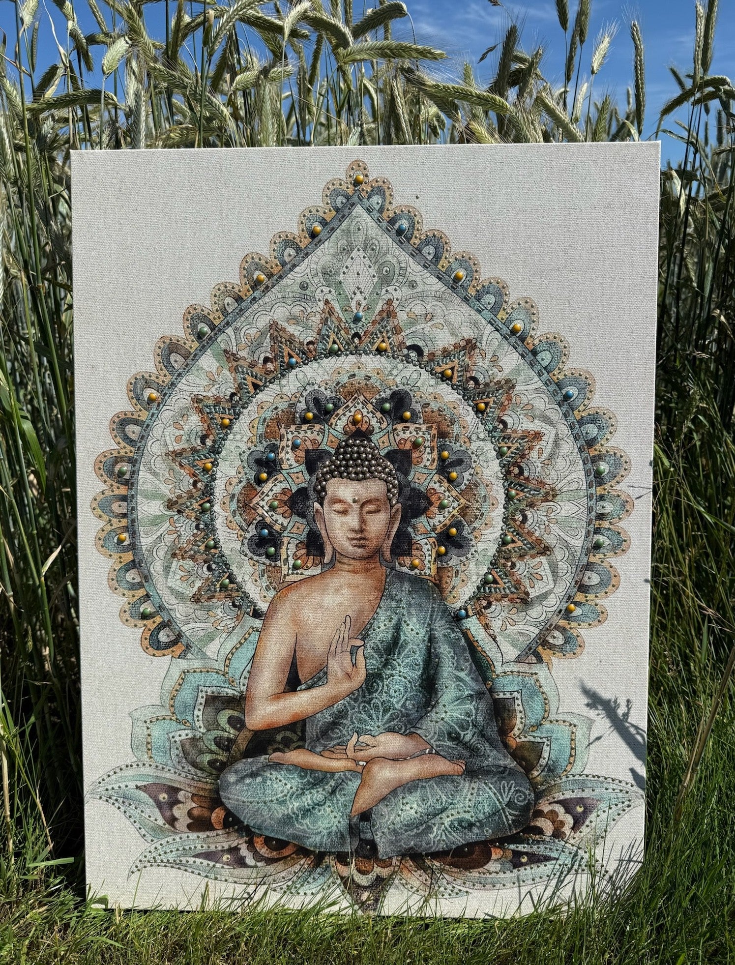 Buddha billede blå/grøn 1