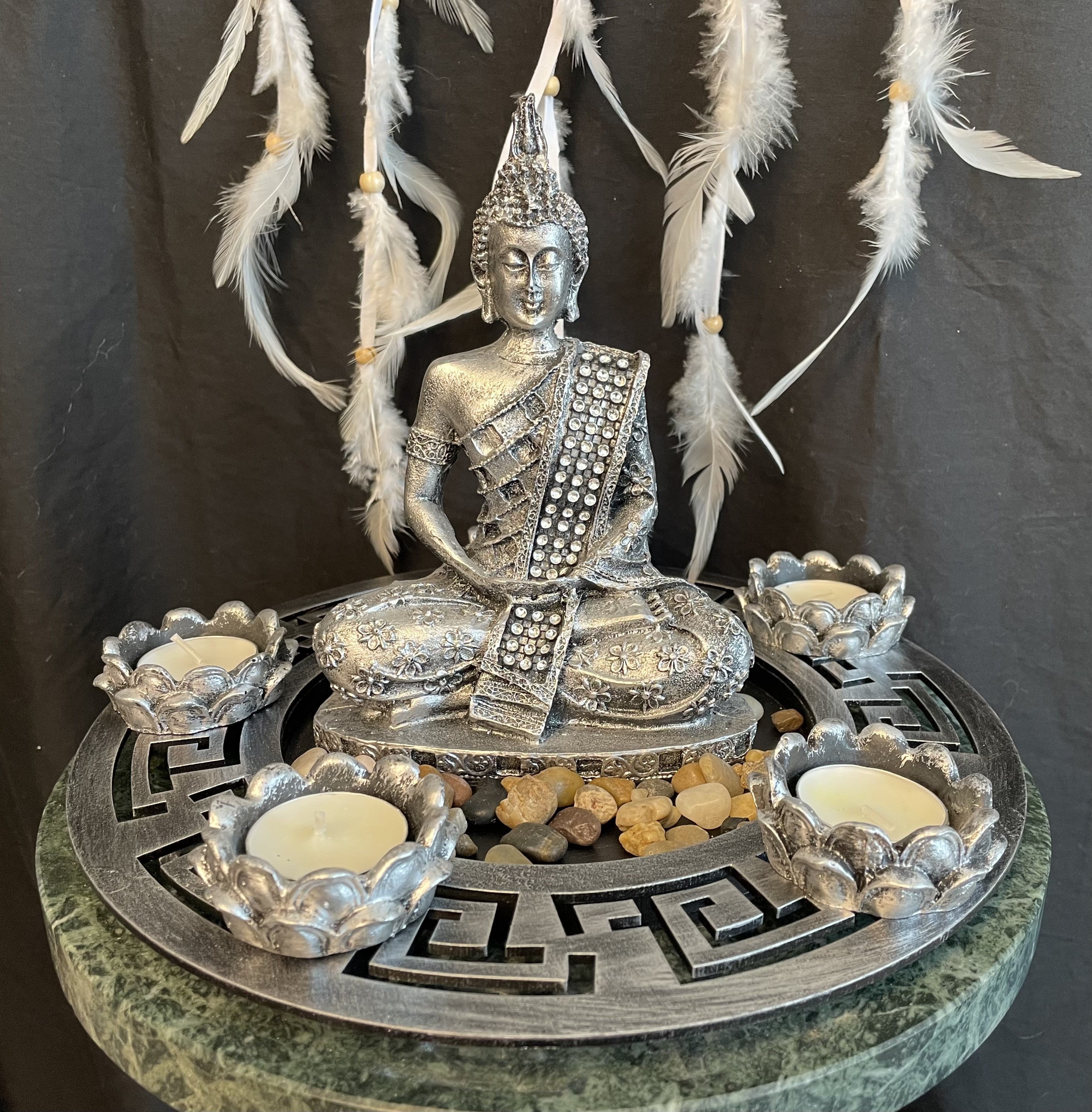 Buddha figur med fyrfadlys 20 cm 1