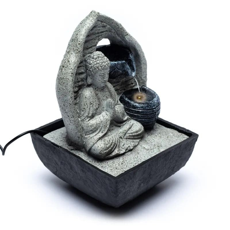Bedende Buddha fontæne grå 6