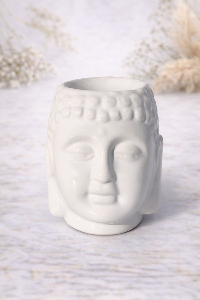Buddha Hoved aromalampe - Hvid 1