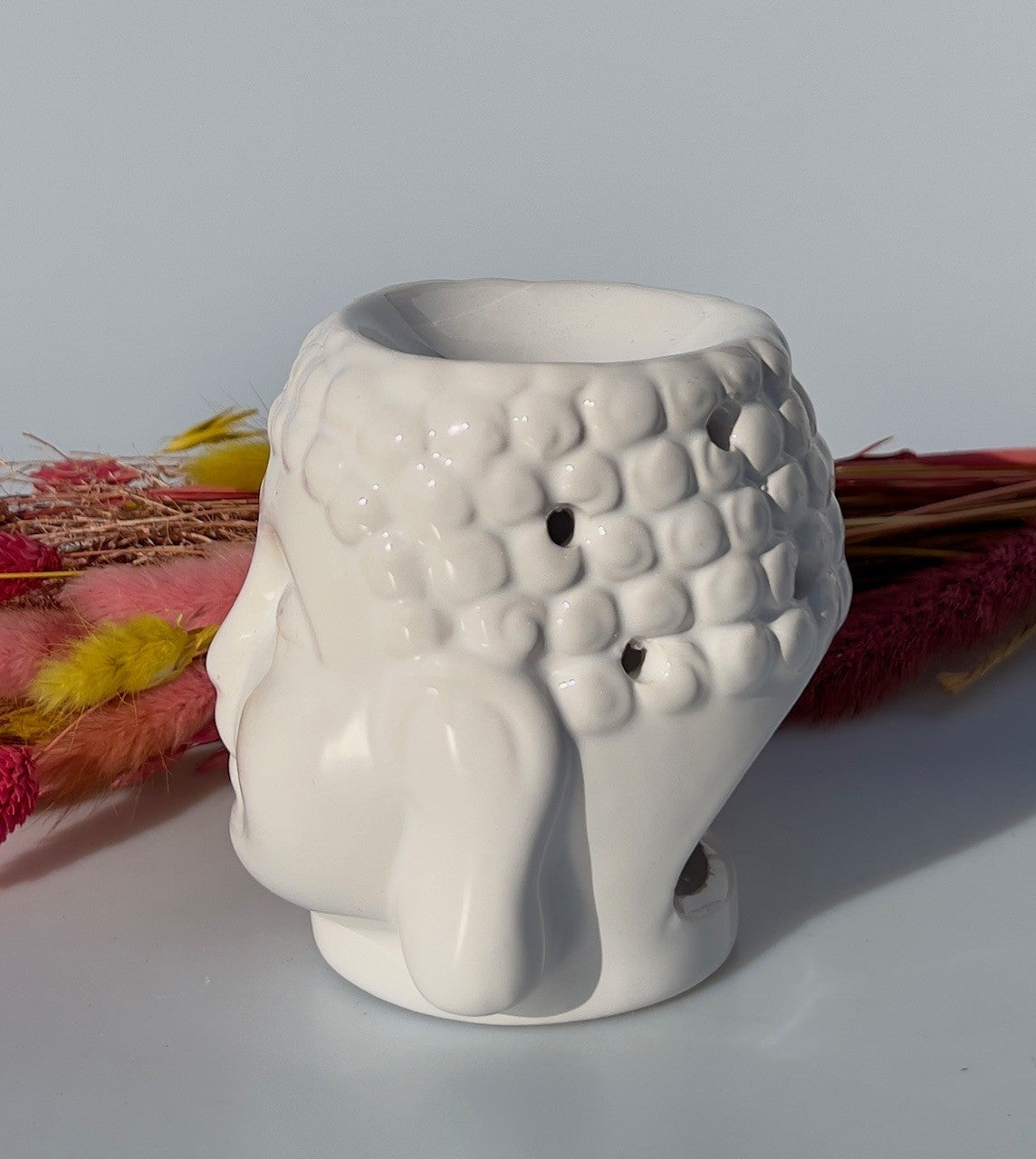 Buddha Hoved aromalampe - Hvid 3
