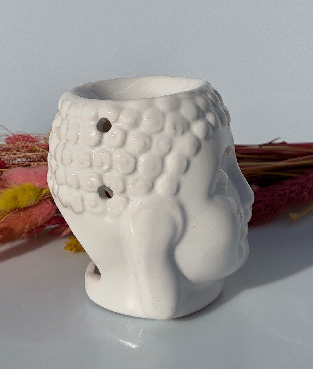 Buddha Hoved aromalampe - Hvid 4