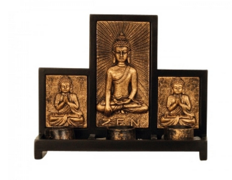 Buddha lysholder sæt - Guld