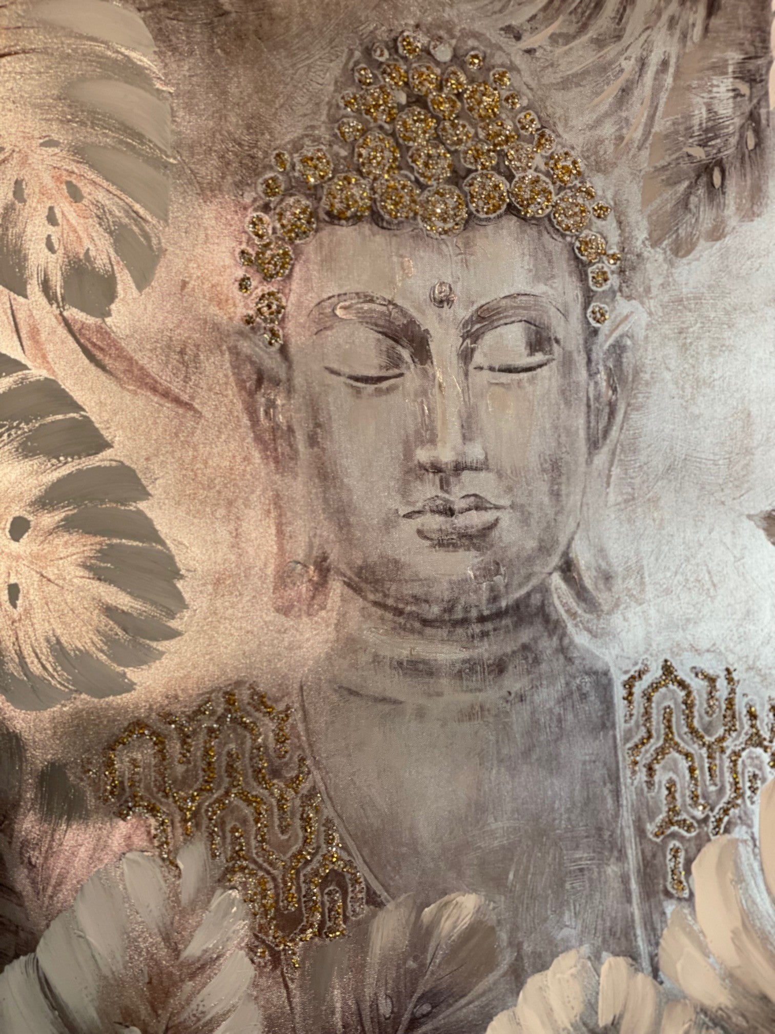 Buddha maleri / billede grå 78 x 78 1
