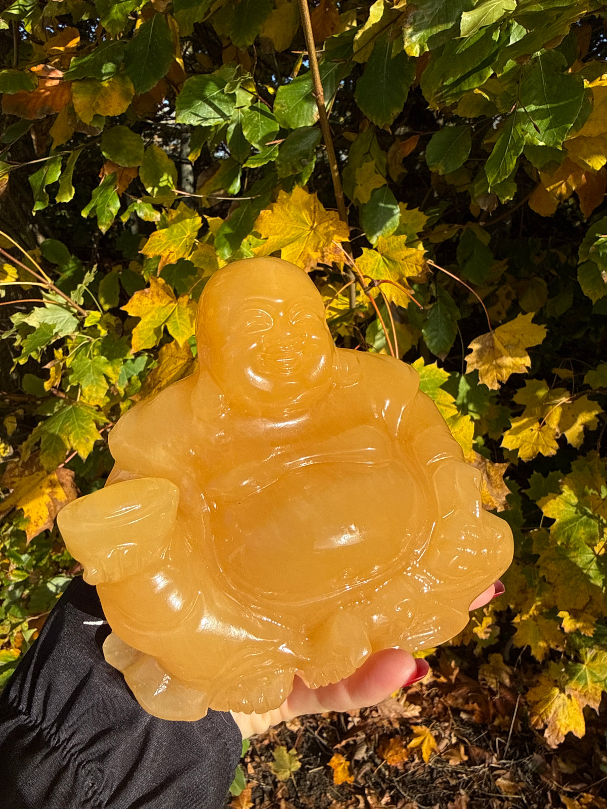 Happy buddha - orange calcit