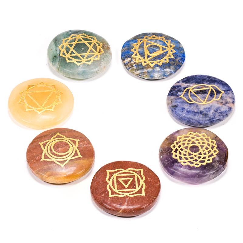 Chakra symbol krystal sæt flade