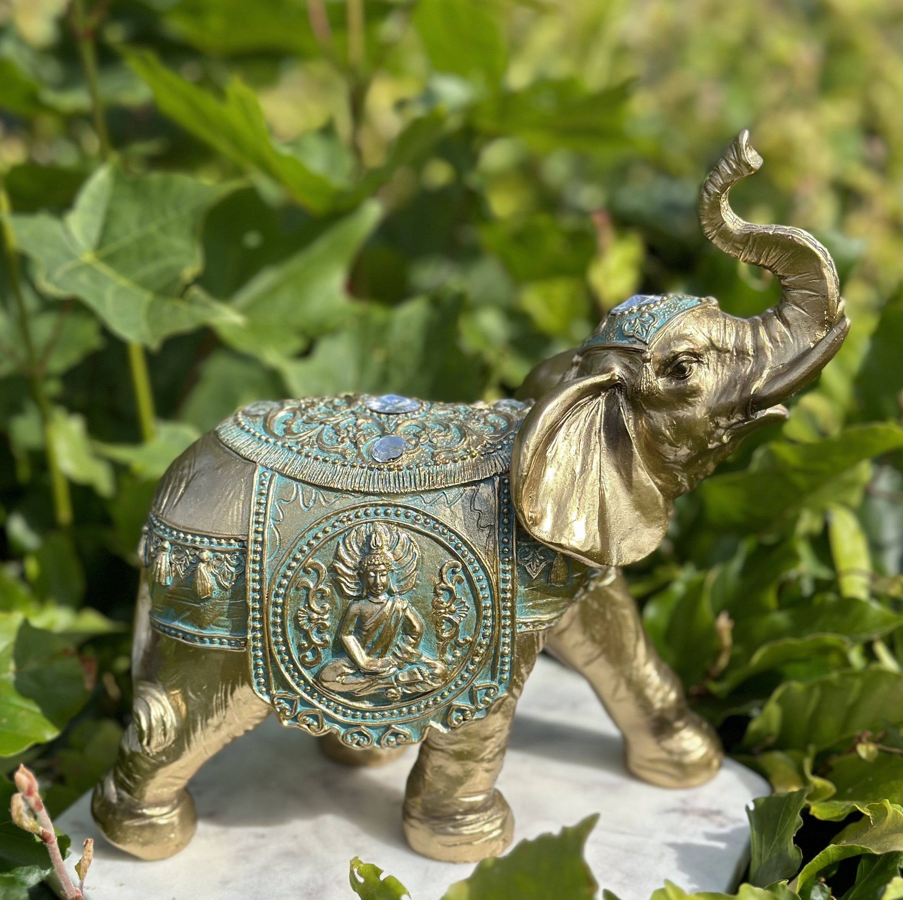 Elefant - Guld / tyrkis 1
