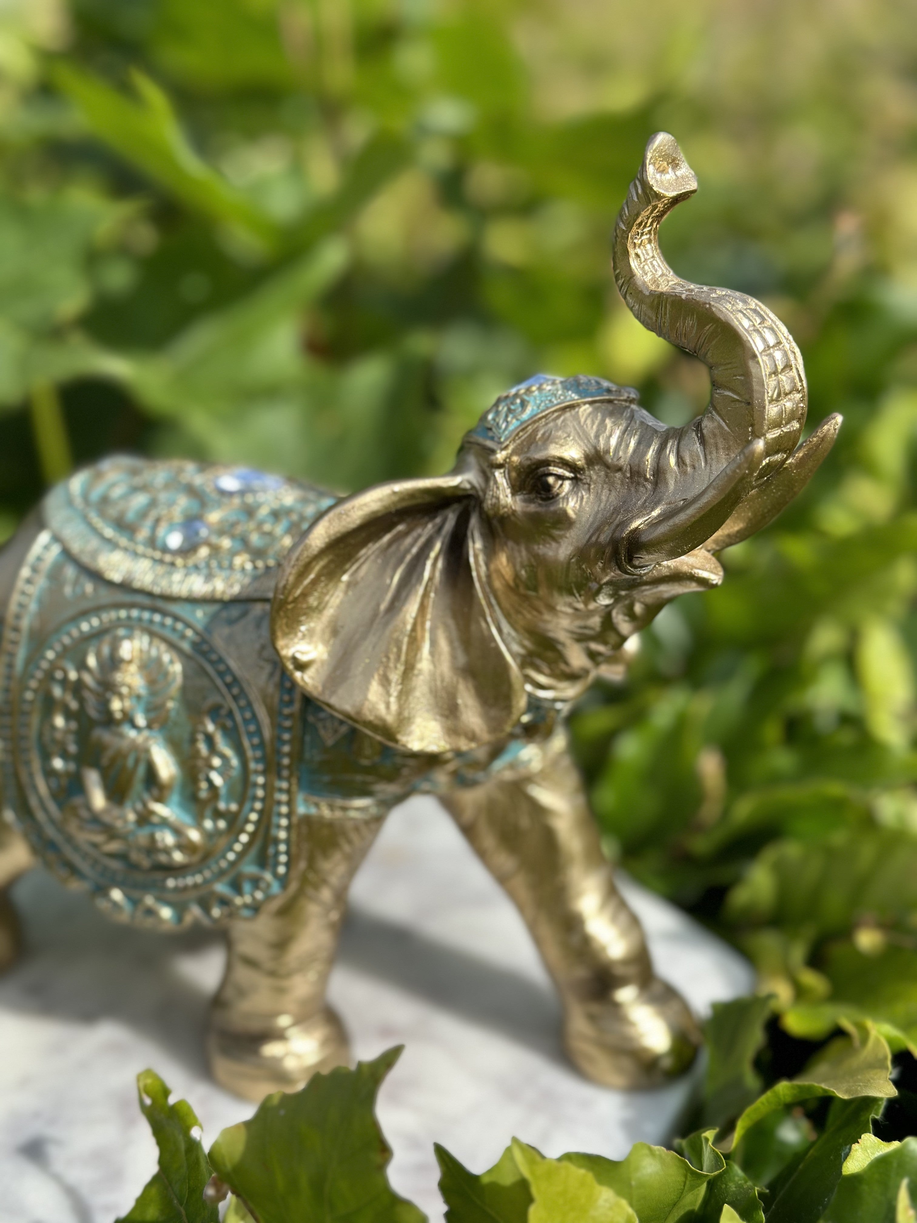 Elefant - Guld / tyrkis 2