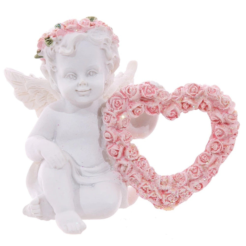 Engle figur m. hjerte af blomster 1