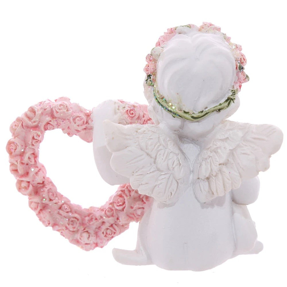 Engle figur m. hjerte af blomster 2