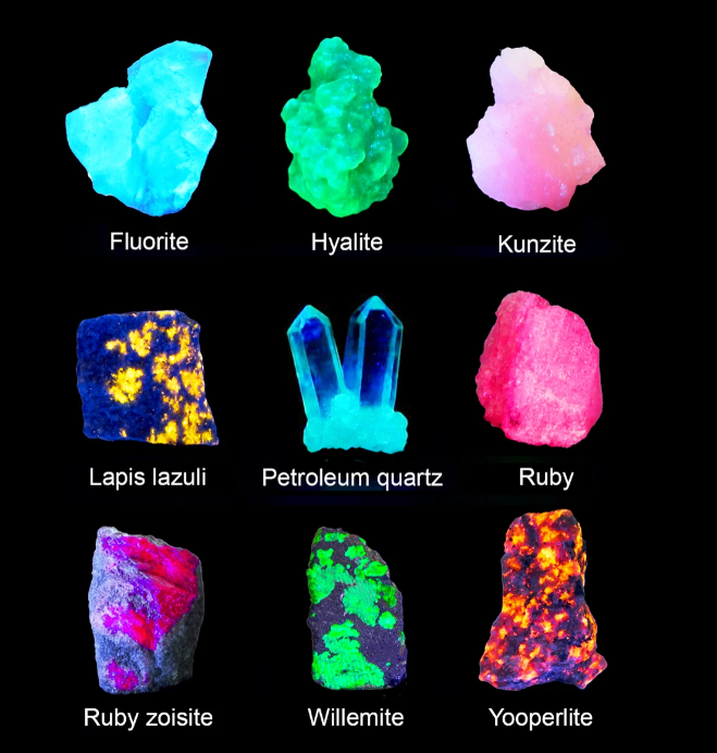 Fluorescerende krystal sæt 4