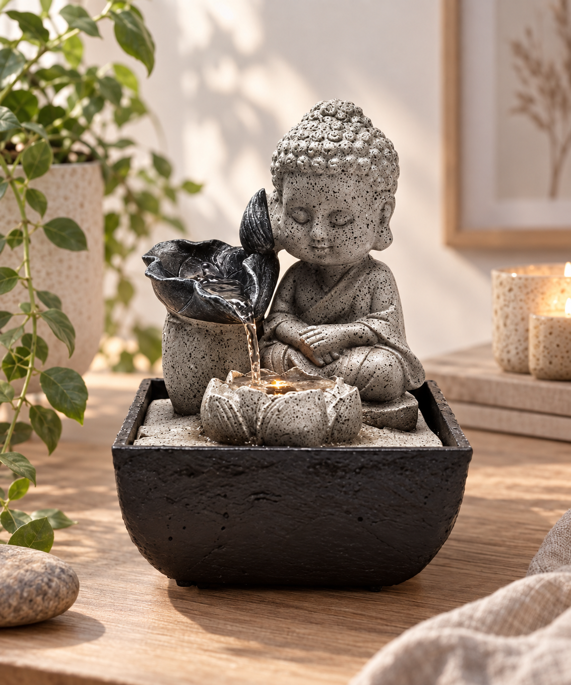 Buddha fontæne grå