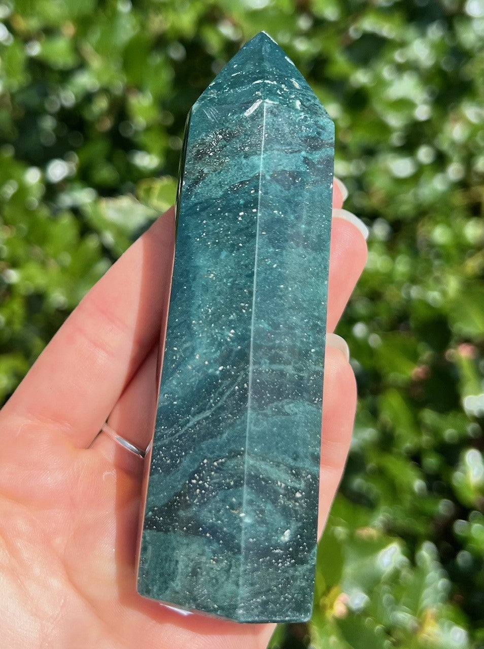 Grøn Jaspis tårn - 12 cm 3
