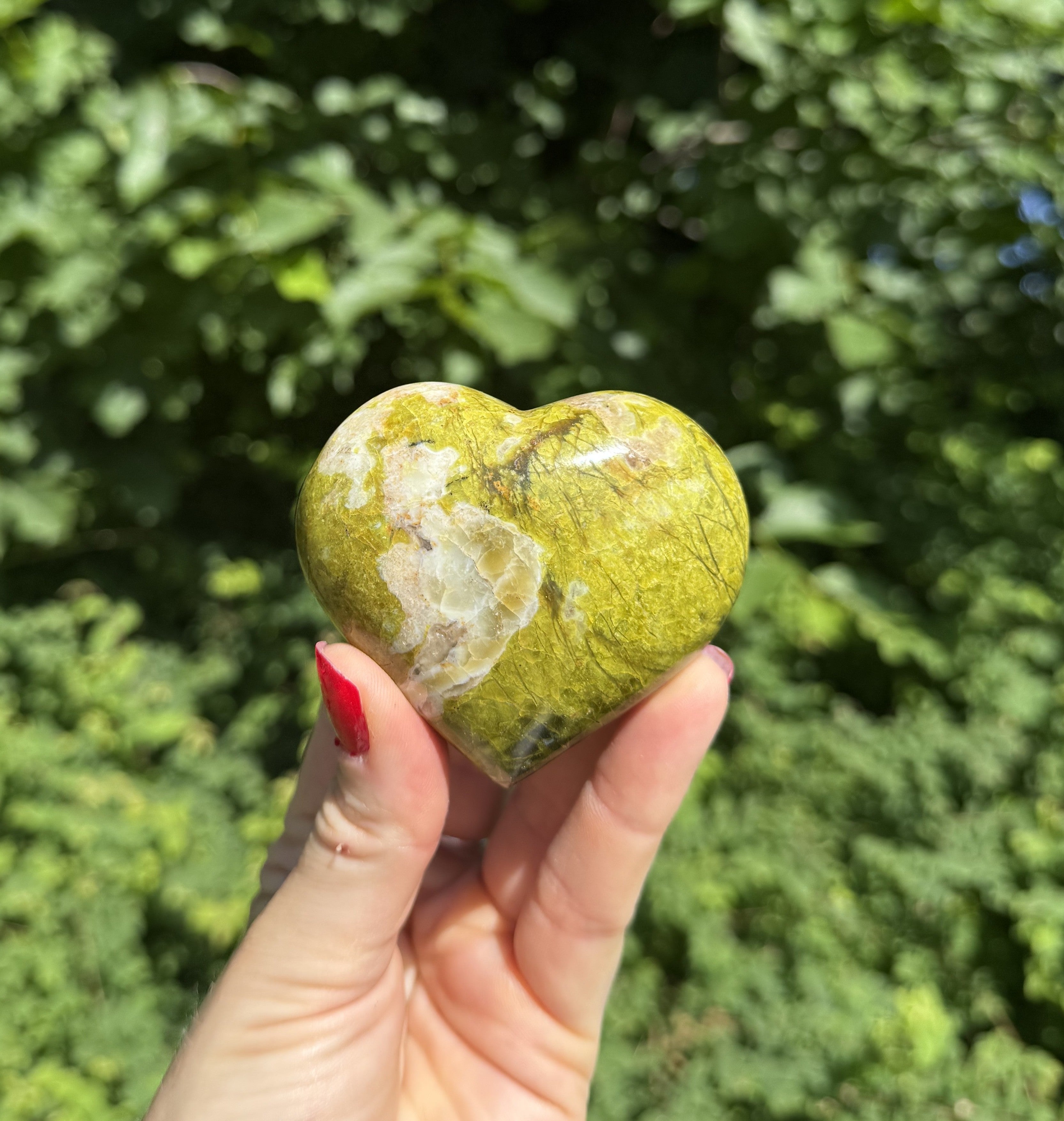 Grøn opal hjerte 6 - 7 cm 1