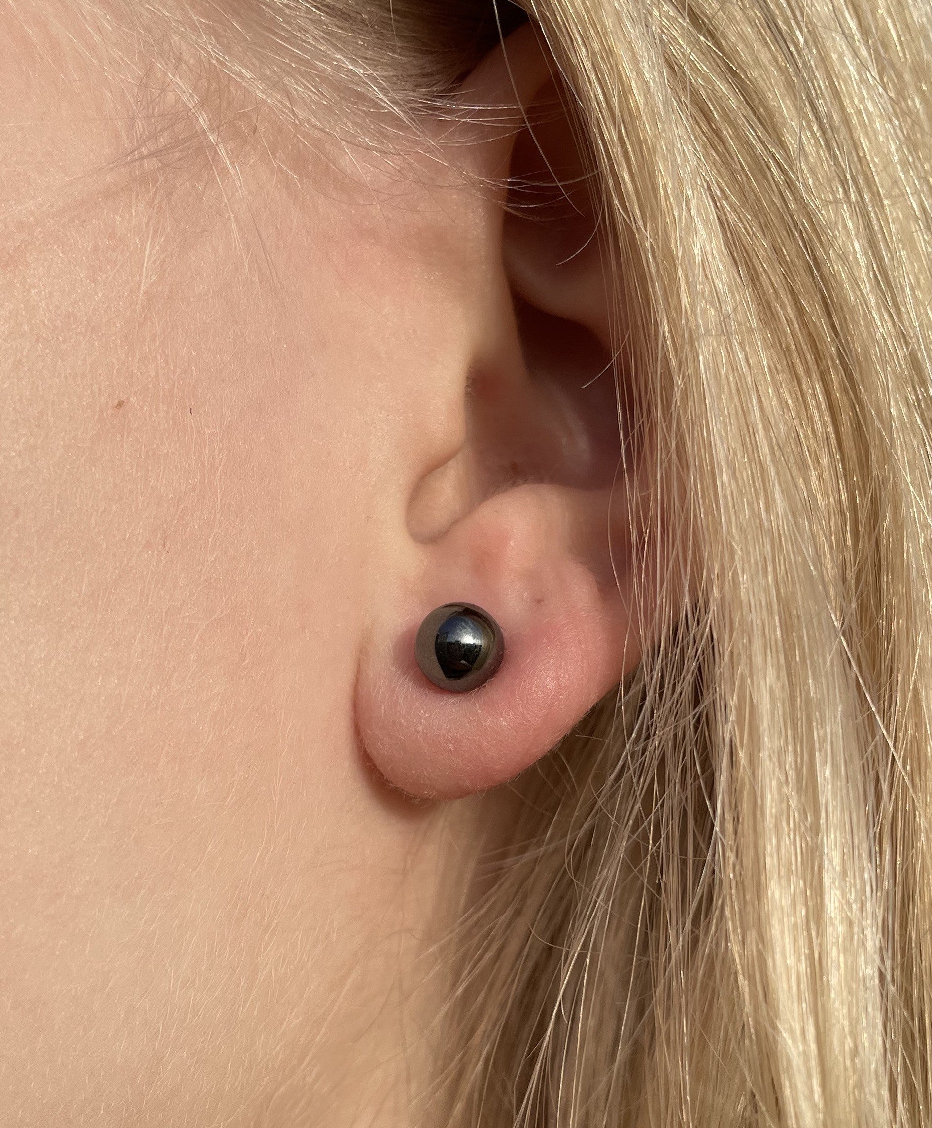 Hæmatit øreringe 6 mm 3