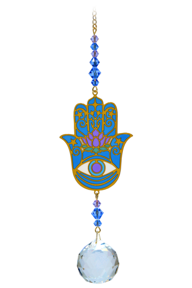 Hamsa ophæng krystal guld