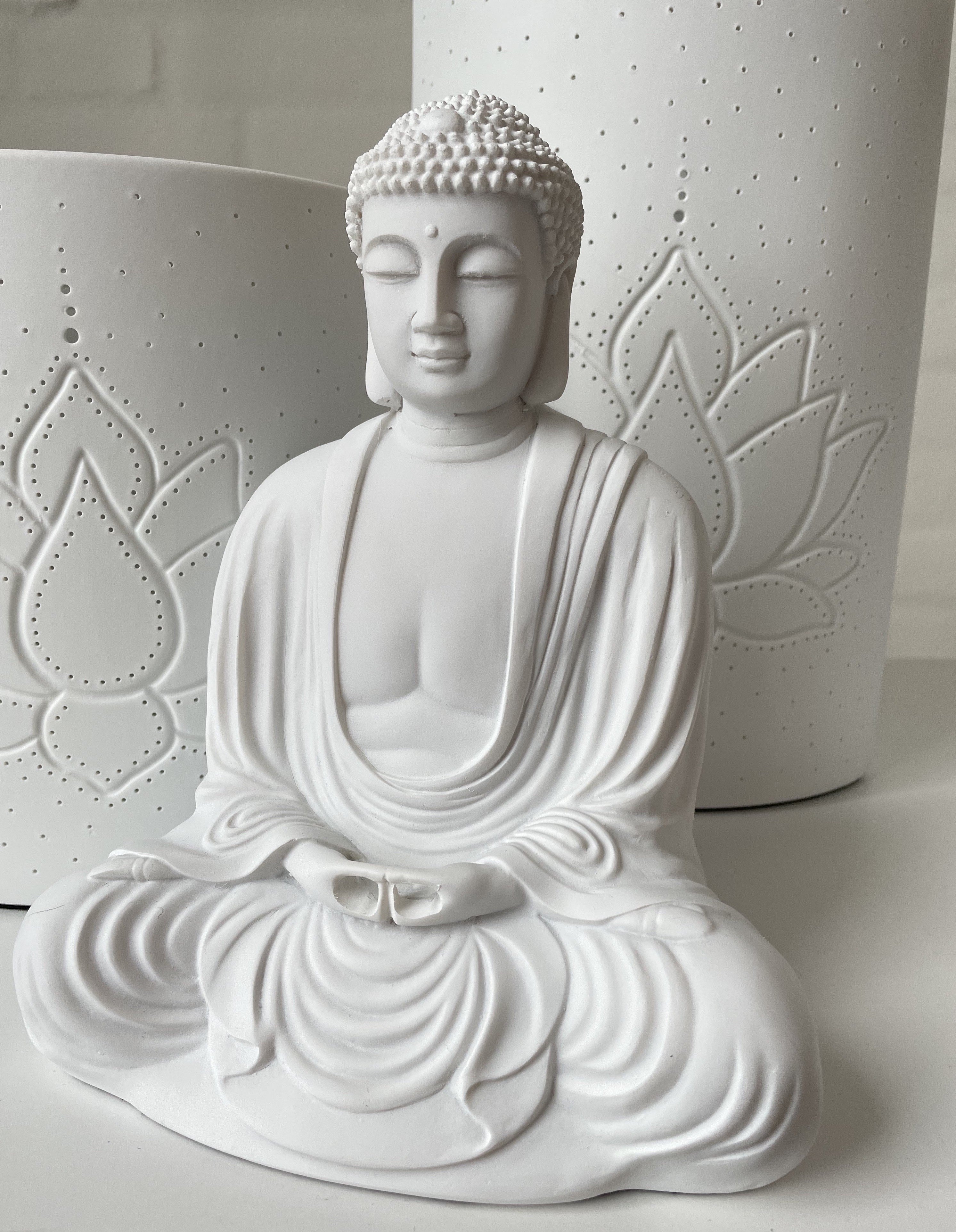 Hvid japansk Buddha - 21 cm 1