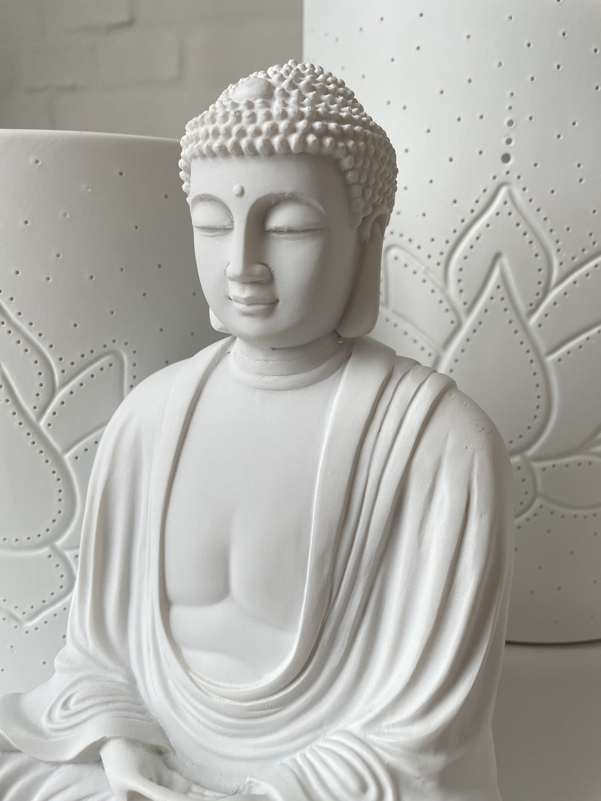 Hvid japansk Buddha - 21 cm 4