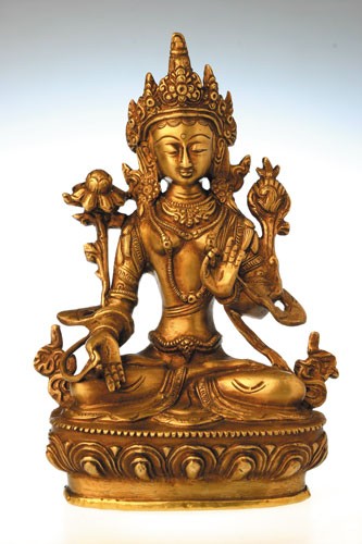 Hvid Tara figur messing 20 cm