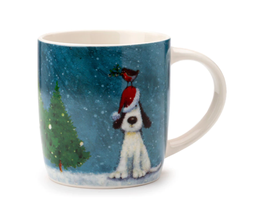 Juleporcelænskrus m. fugl og hund 1