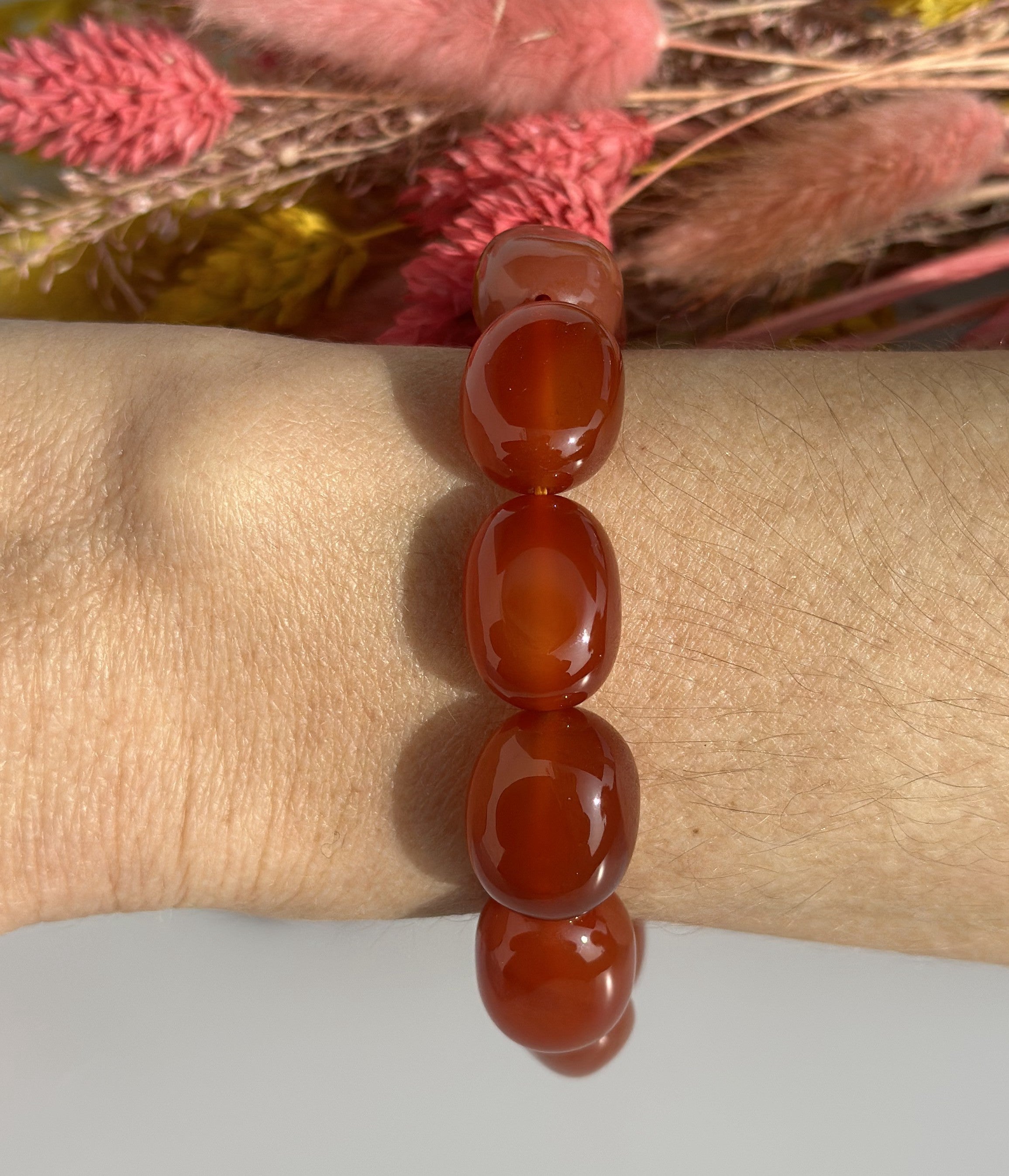 Karneol nugget armbånd 18 -22 mm 2