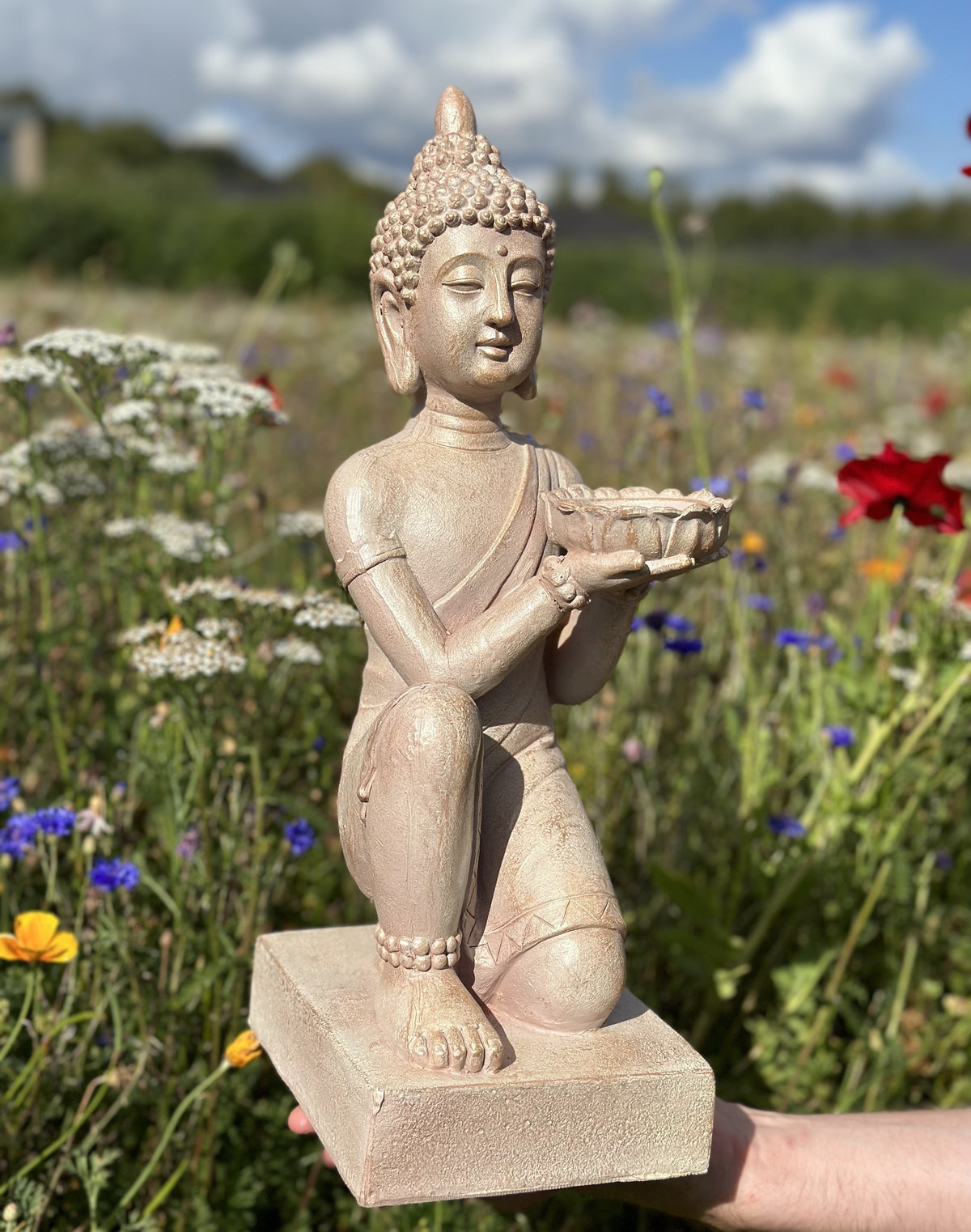 Knælende Buddha til lys 43cm 1