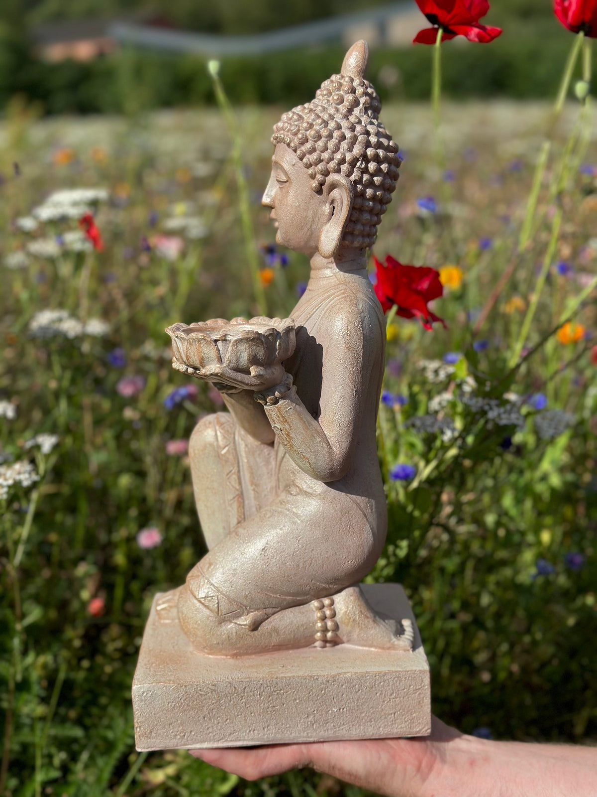 Knælende Buddha til lys 43cm 5
