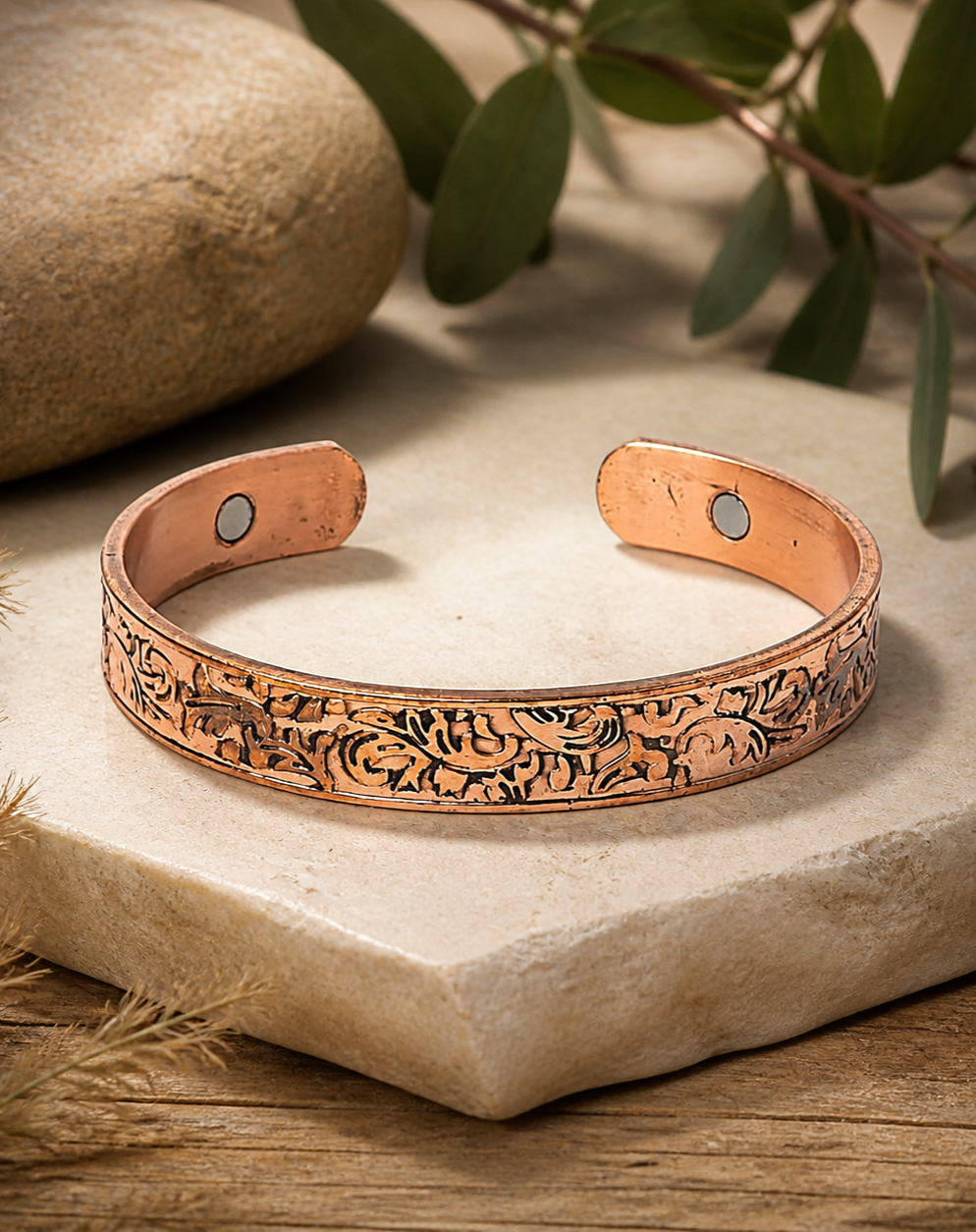 Kobber armbånd blade 1