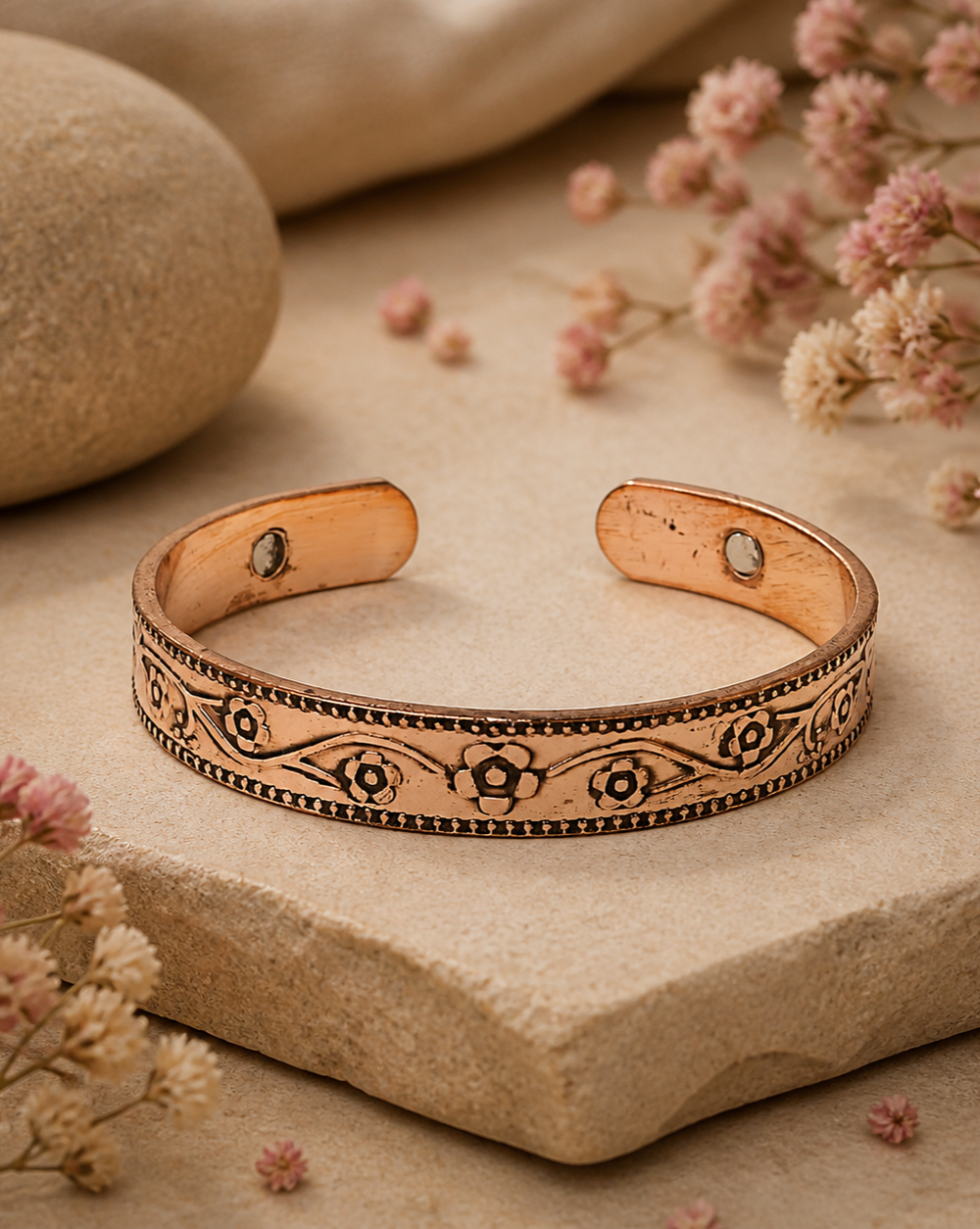 Kobber armbånd blomster 1