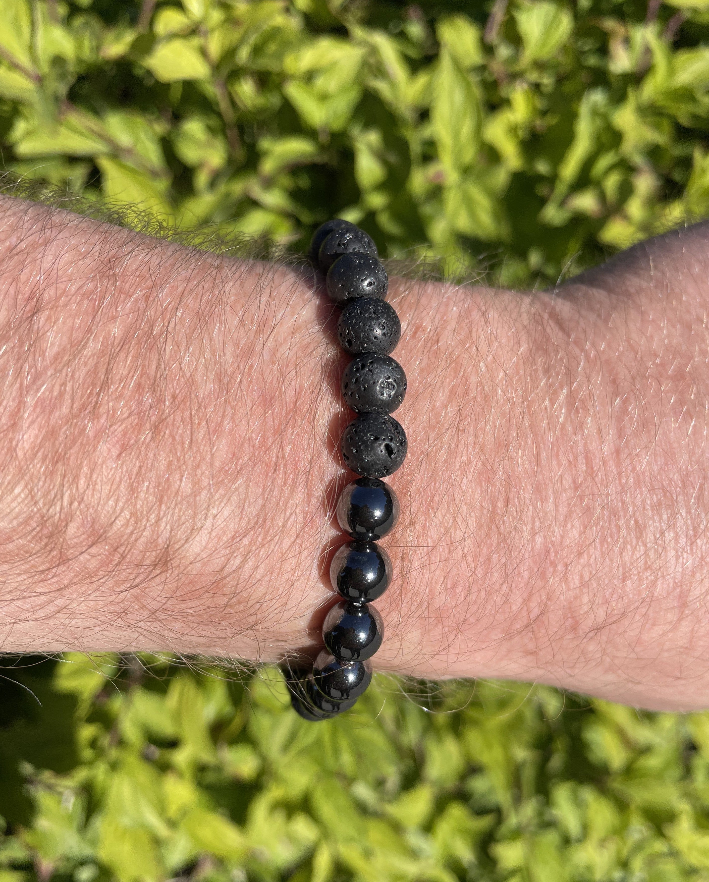 Lava - Hæmatit herre armbånd 8 mm 2