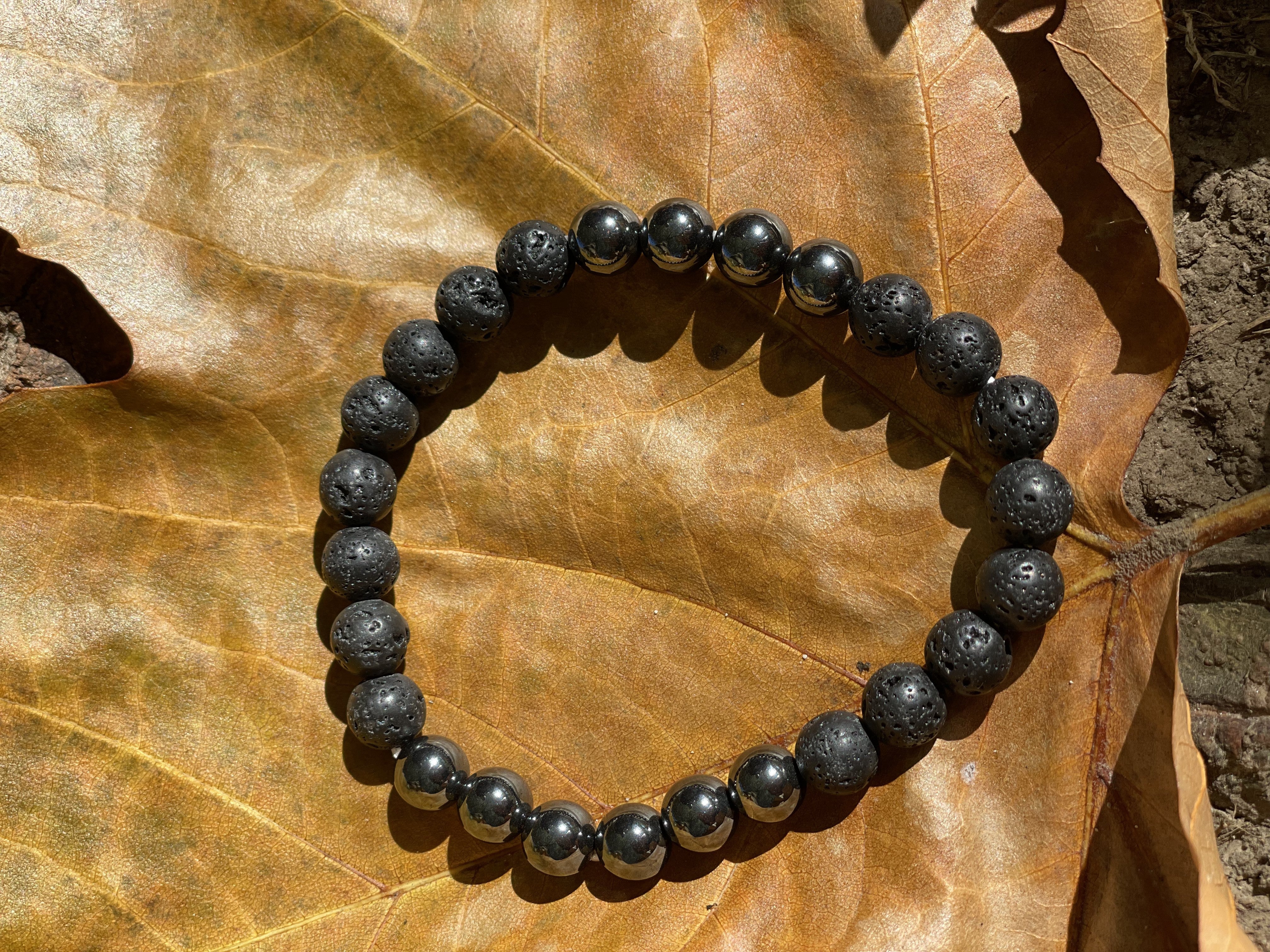 Lava - Hæmatit herre armbånd 8 mm 3