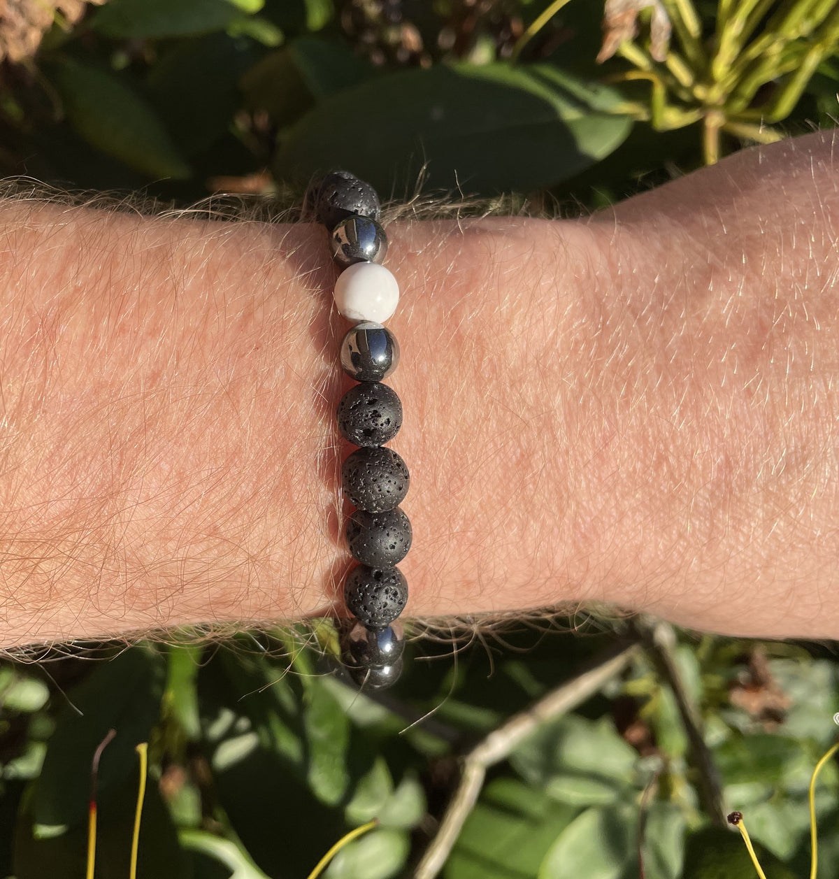 Lava - howlit - hæmatit herre armbånd 8 mm 1