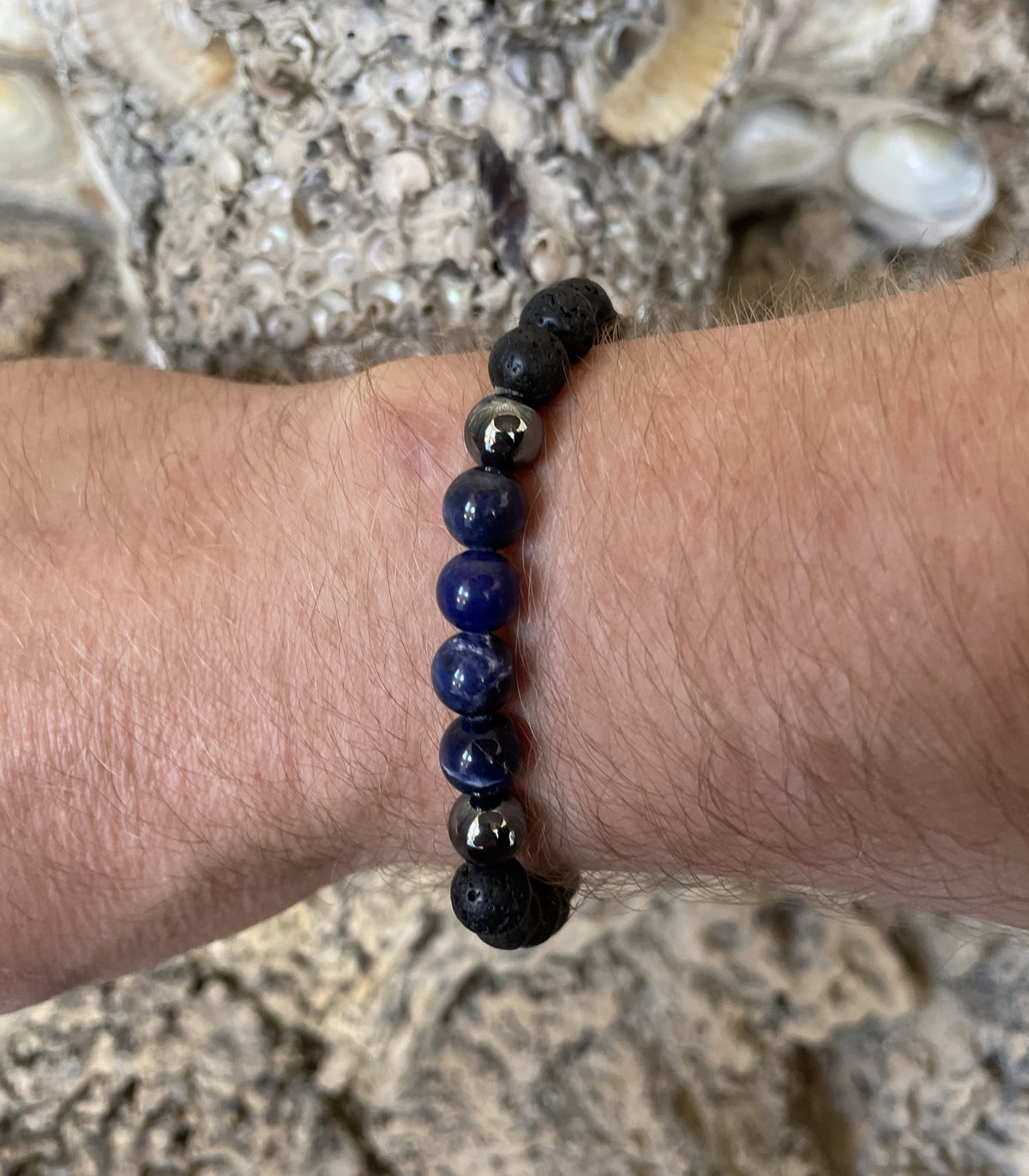 Lava - Sodalit - Hæmatit herre armbånd 8 mm 2