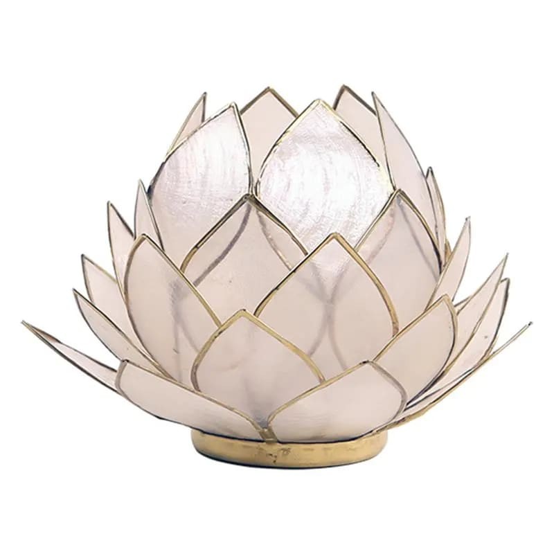 Lotus lysestage - hvid m. guld 1