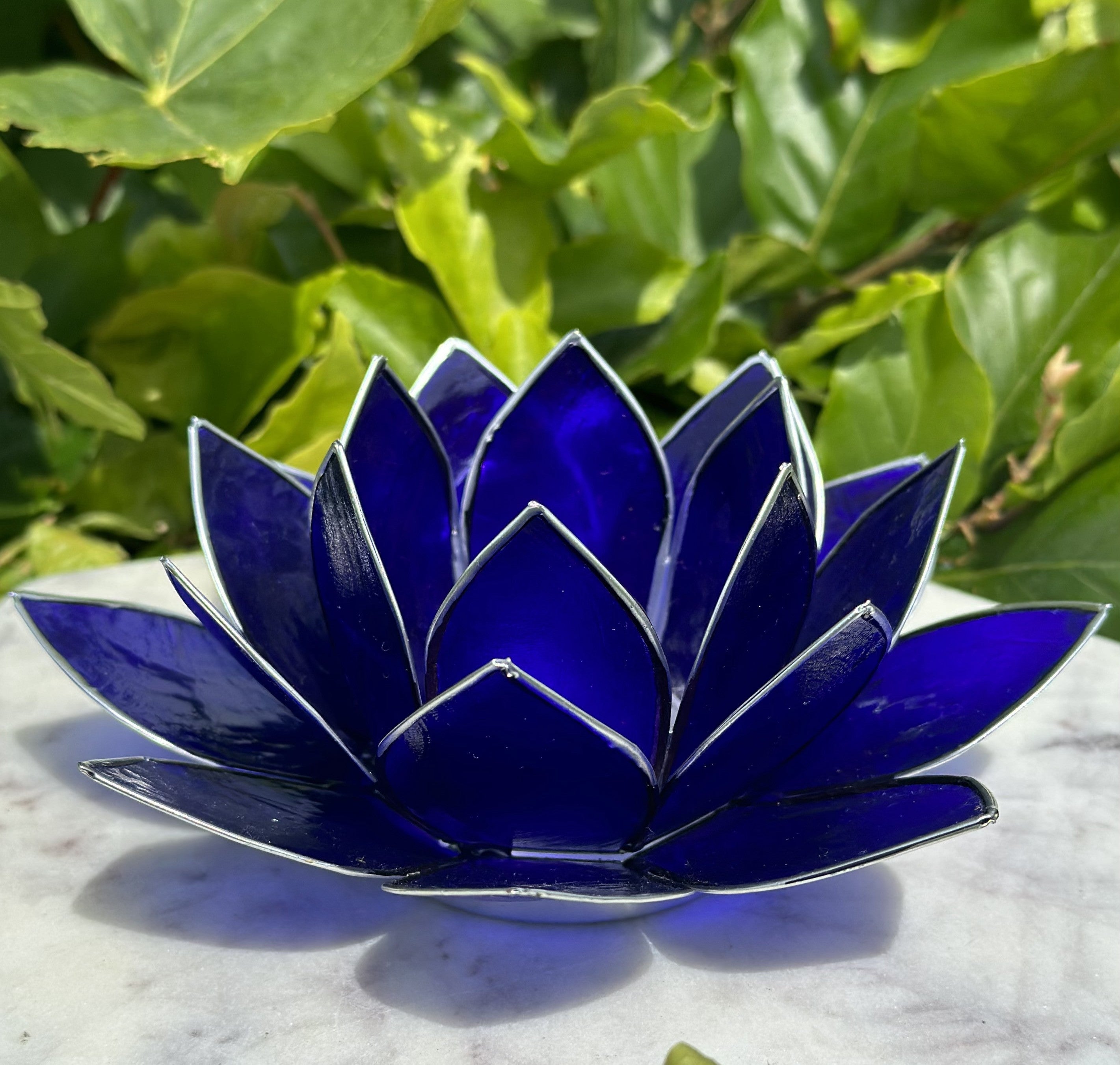 Lotus lysestage Indigo / Sølv 13,5 cm 1