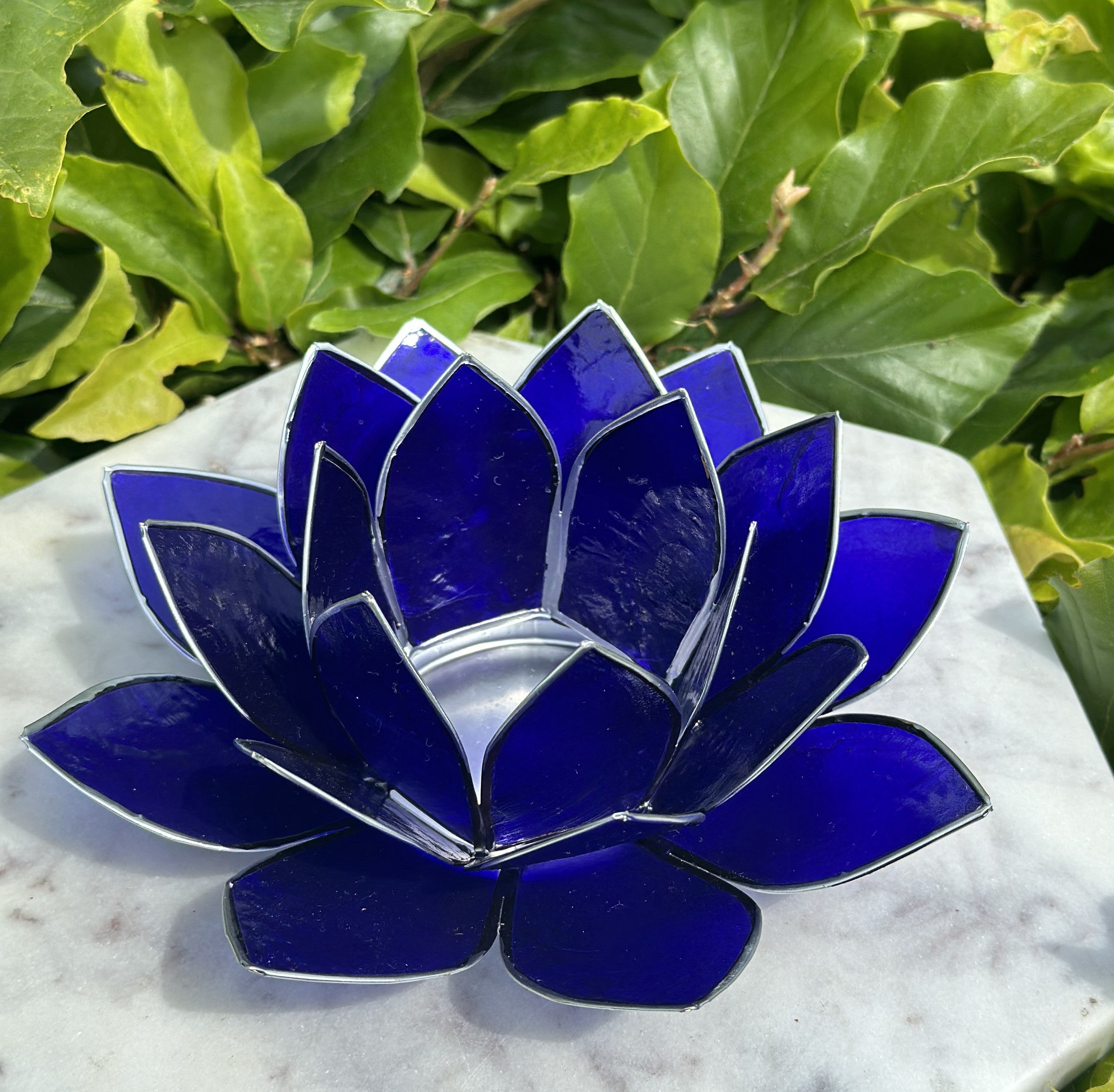 Lotus lysestage Indigo / Sølv 13,5 cm 2